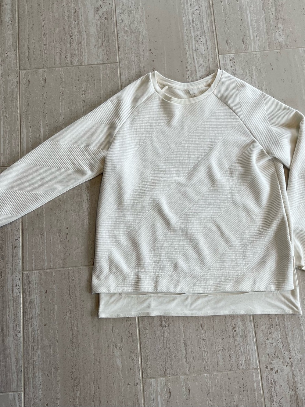 Balance Collection Women’s Long Sleeve Pullover Sweatshirt White Textured Large